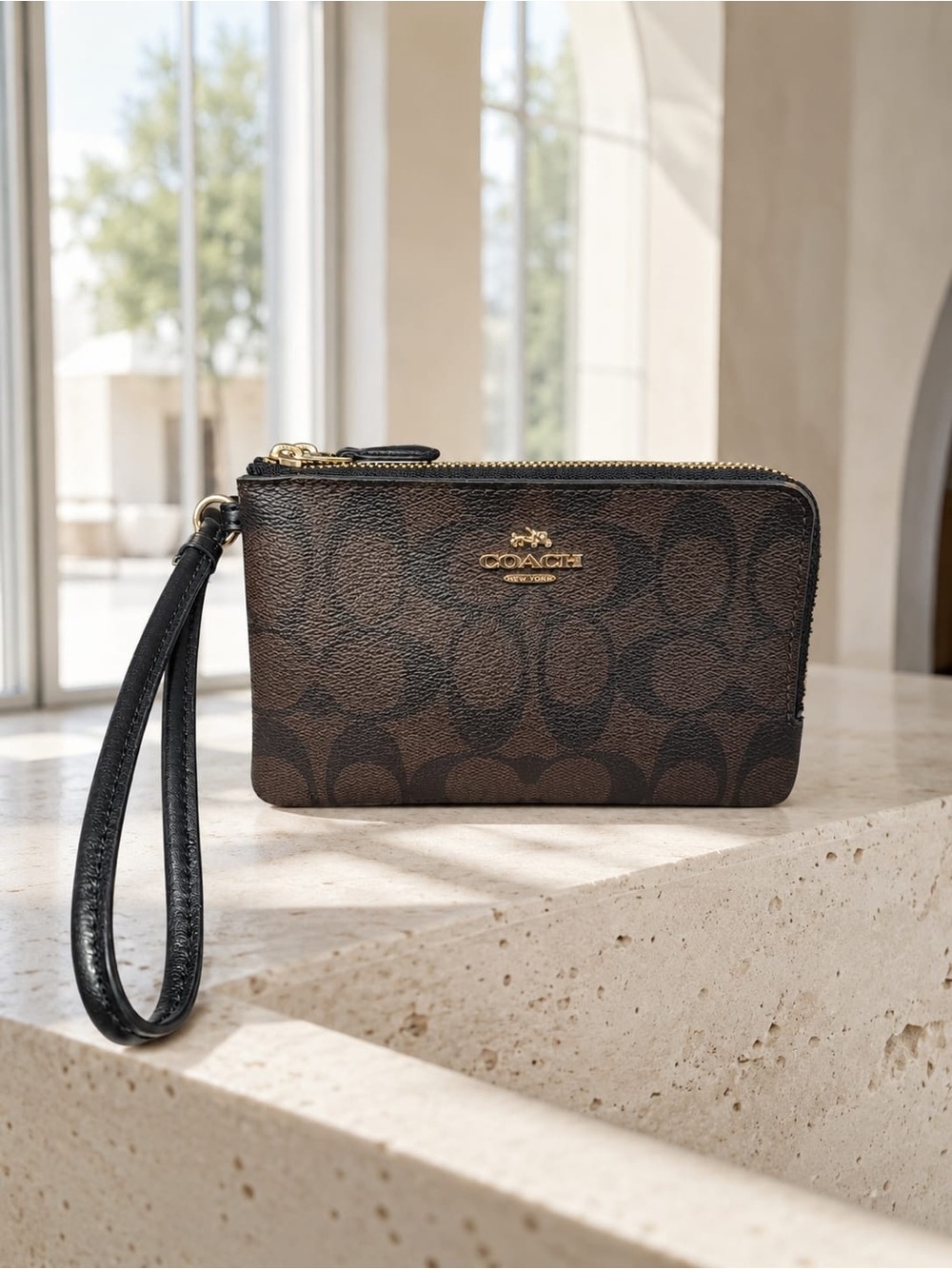 Coach Double Zip Corner Zip Wristlet